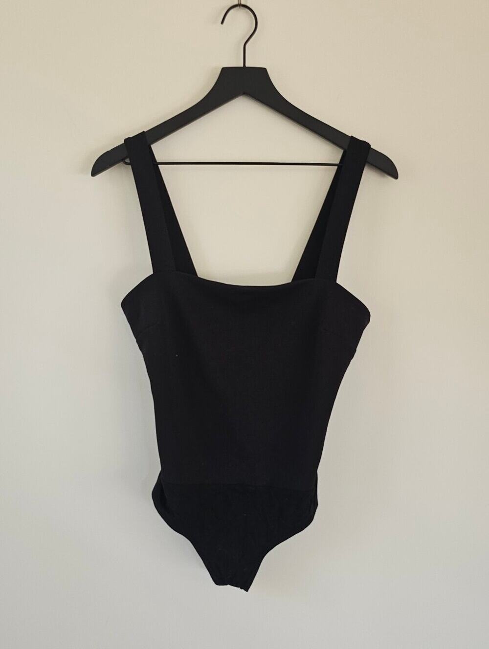 Lulu's Black Square Neck Tank Bodysuit